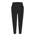 thumbnail image 5 of Elastic Waist Casual Trousers with Pockets, Cotton and Linen Blend, Black M, Size S-5XL, 5 of 9