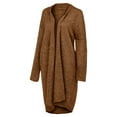 thumbnail image 6 of VISALY Long Cardigans Long Sleeve Cardigan Knitting Coat Large Size Mid Long Plain Casual Jacket Sweaters Elegant Fashion Cotton Autumn Winter Open Front Cardigan Chunky Cardigan Sweaters Brown 3Xl, 6 of 9