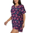 thumbnail image 2 of Naloa Rose Flowers Women's Short-Sleeved Pajama Set, Loungewear, Summer pajamas, Breathable Cozy - XX-Large, 2 of 9