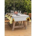 thumbnail image 4 of 54x80 Inch Outdoor Tablecloth with Umbrella Hole Zipper Rectangle Yellow Sunflower Plaid Rectangular Tablecloths Outside Waterproof Bows White Wood Country Art Patio Table Cover for Picnic Party, 4 of 8