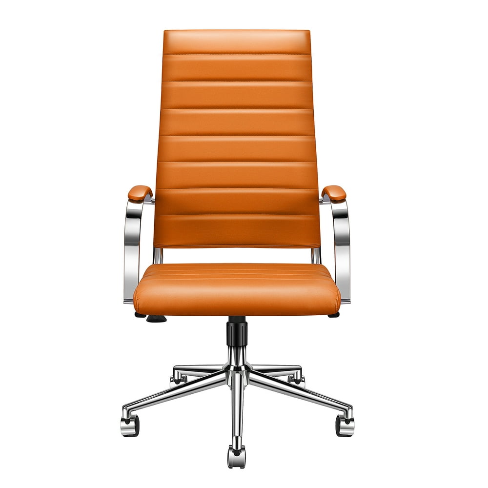 LUXMOD High Back Office Chair with Armrest, Orange Adjustable Swivel