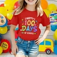 thumbnail image 2 of Girl Tops 5t Letter Graphic Print Crewneck Short Sleeve Cute Shirts Breathable 100 Days Of School Gift for Kids Pullover Tops Red,8-9 Years, 2 of 4