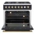thumbnail image 2 of Marco 36-Inch Gas Range Black & Antique Brass Design, 6 Burners 67,000 BTU, 5.36 cu.ft. Convection Oven, 2 of 5