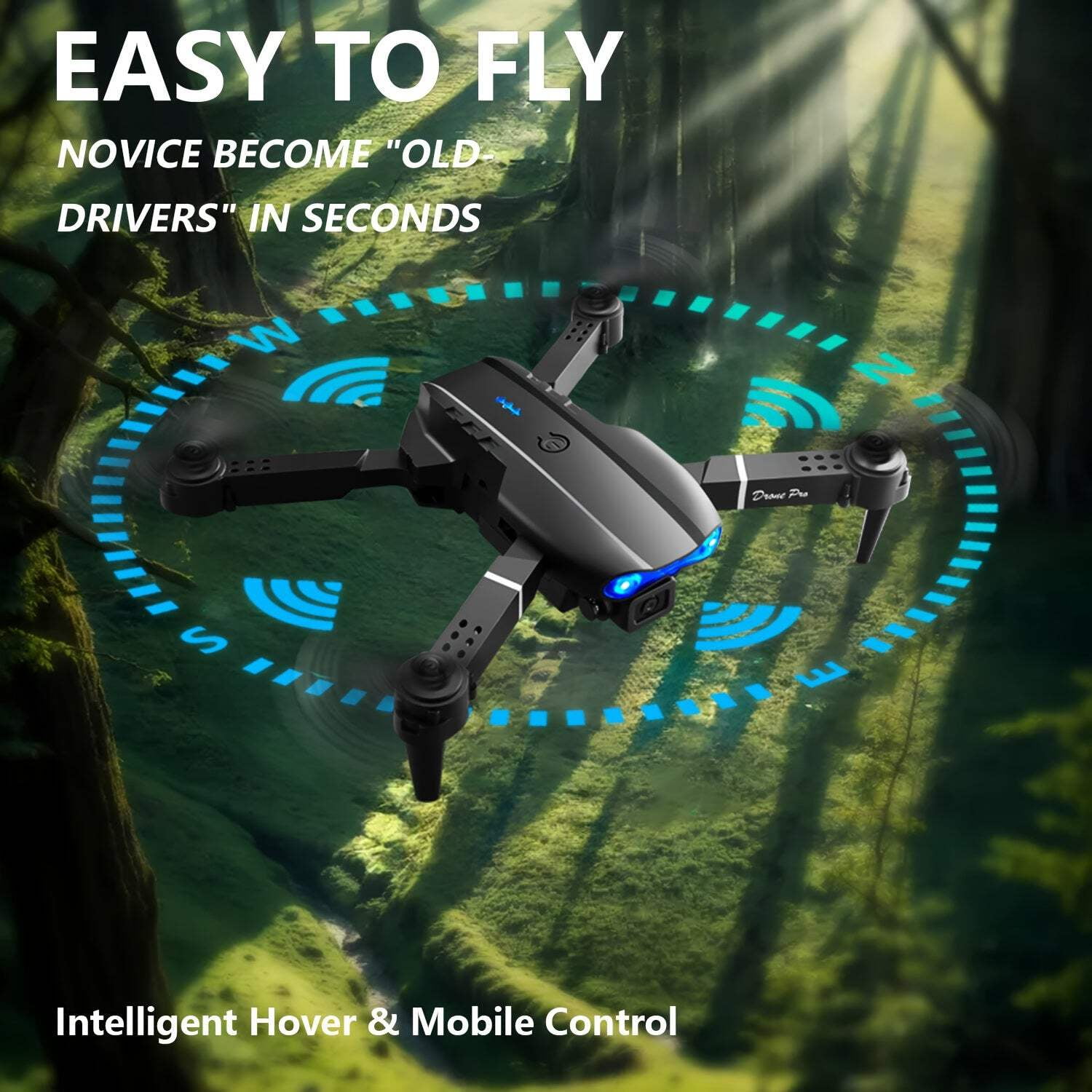 E99 Dual Camera Foldable RC Drone With One-Click Takeoff & Landing, Remote Control Quadcopter For Beginners