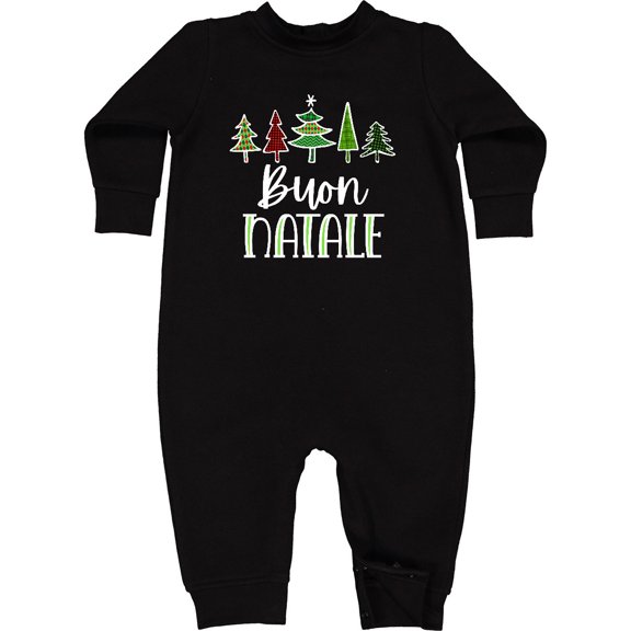 Inktastic Buon Natale Festive Christmas Trees Baby Fleece Romper