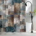 thumbnail image 2 of Blue Brown Geometric Waterproof Shower Curtain, Stall 36"x72" Washable Polyester Fabric Shower Curtains for Bathroom, Modern Ombre Abstract Art Decorative Bathtub Curtain Sets with Hooks, 2 of 9