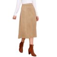 thumbnail image 4 of INSPIRE CHIC Faux Suede Midi Skirt for Women's Casual Fall Winter A Line Skirt - Trendy Elastic Waist Design XL Light Khaki, 4 of 6