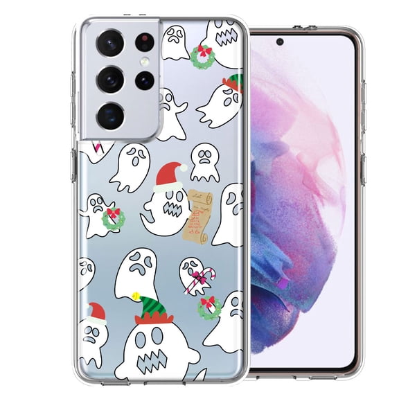 MUNDAZE For Samsung Galaxy S21 Ultra Halloween Christmas Ghost Design Double Layer Phone Case Cover