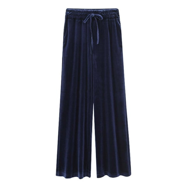 Weiqiqre Linen Pants Women Drawstring Waist Bell Bottom Flare Leg Long Pants with Pockets