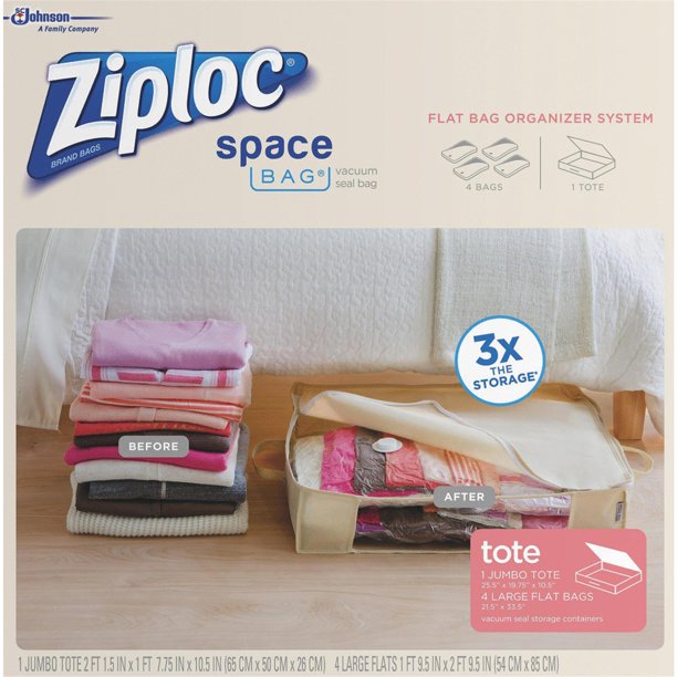 Ziploc Space Bag Vacuum Seal Tote Storage Bag Set