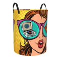 Cartoon Sexy Blonde Lady Girl Laundry Hamper Large Clothes Storage