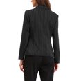 thumbnail image 3 of Blazer a rayas INSPIRE CHIC para mujeres, con solapa de muesca, un botón, mangas largas, chaquetas de traje de oficina XL en negro, 3 of 6