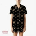 thumbnail image 4 of Hamilton Star Silky Satin Pajama Set For Women | Broadway Musical Sleepwear | Gold Star Pattern PJs | Gift for Theater Fans, 4 of 5
