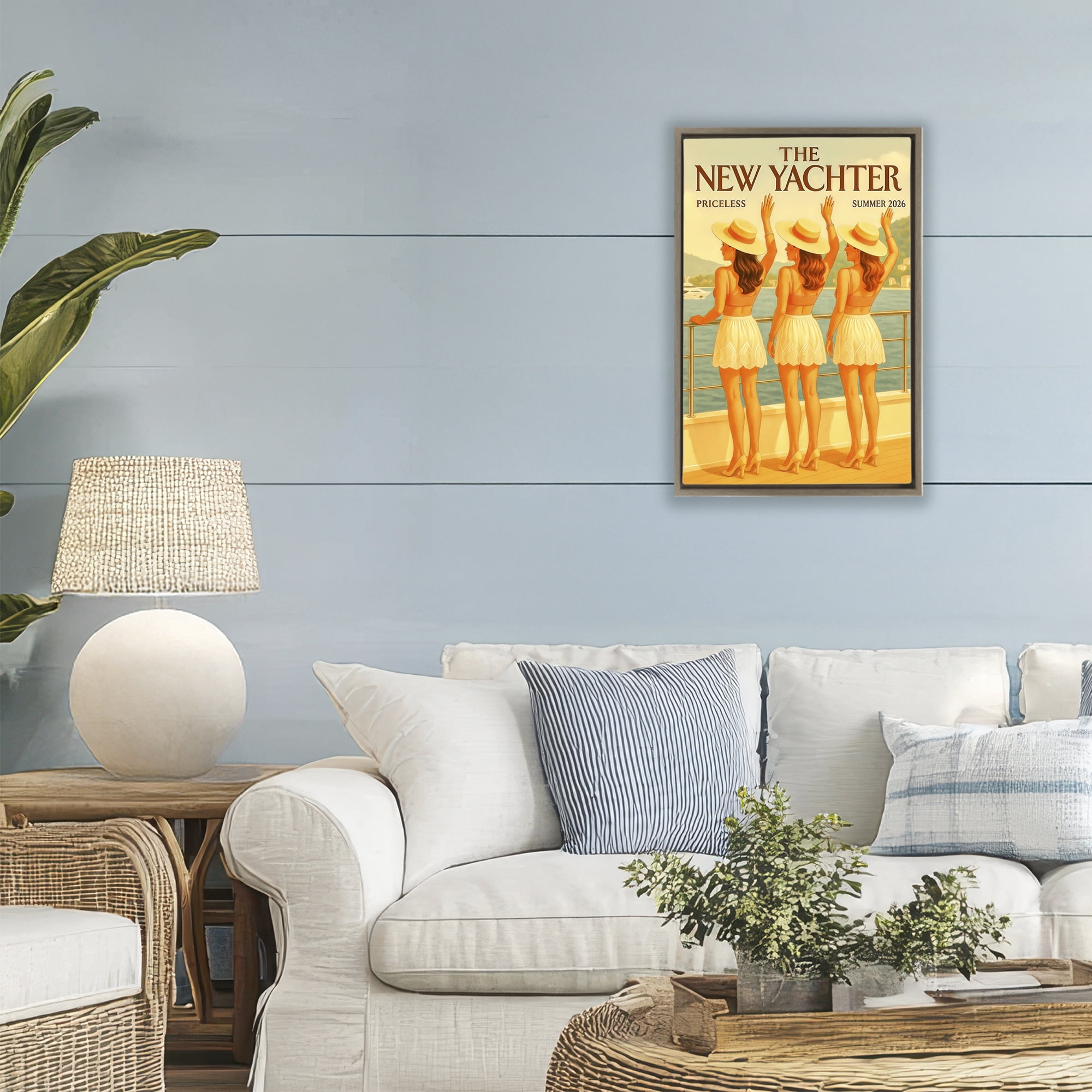 Stupell Industries Magazine Parody Fashion Trio Brown Framed Floater Canvas Wall Art, design by Grotto Studios