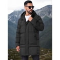 thumbnail image 4 of DARING DIVA Men's Mid-Length Outerwear Zipper Quilted Hooded Padded Coat L Black, 4 of 7