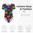 thumbnail image 6 of The Xecao Colorful Dinosaur Women's Crew Neck Body Suit, a short-sleeved bodysuit and basic swimsuit, both comfort and style for dating and daily life, 6 of 9