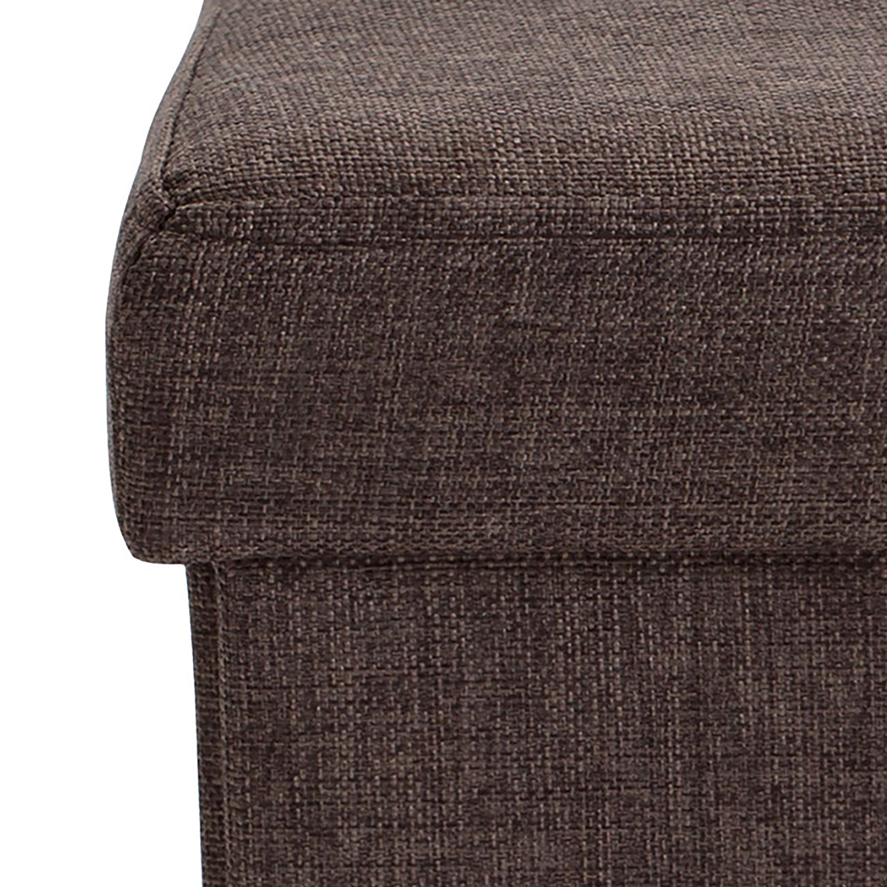 Simplify Faux Linen Folding Storage Ottoman Cube in Espresso