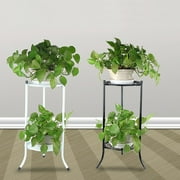 Metal Round Plant Stand Plants Shelf Holder Two-layer Decorative Flower Pot