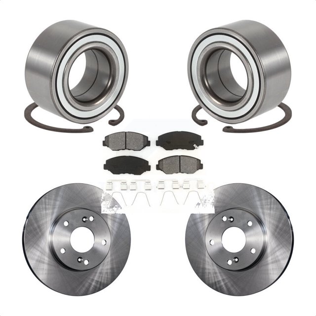 Transit Auto Front Wheel Bearing Disc Brake Rotors and Semi-Metallic Pads Kit for Car 2003-2011 Honda Element EX KBB-102670