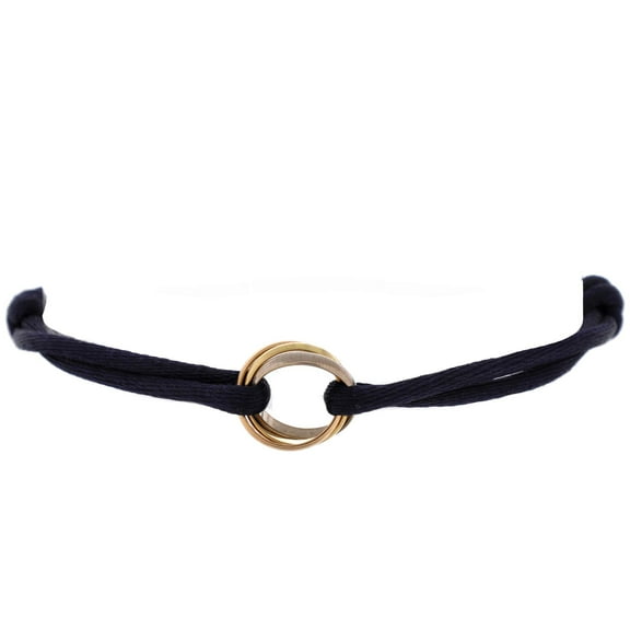 Pre-Owned Cartier Trinity On Cord Bracelet Silk Cord with 18K Tricolor Gold By Rebag