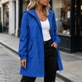 thumbnail image 4 of Karight Womens Waterproof Hooded Raincoat Long Sleeve Zip Up Drawstring Waist Adjustable Cuffs Mid Length Windproof Trench Jacket with Pockets, 4 of 7