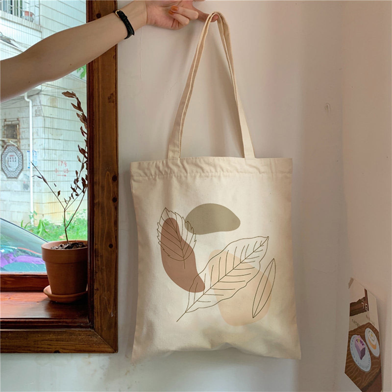 ZHIHUITL Cotton Canvas Tote,Hand Tote Shopping Bags, Eco Friendly  Shoppers,A pack of 3 natural cotton shopping tote bags of different  sizes,Natural