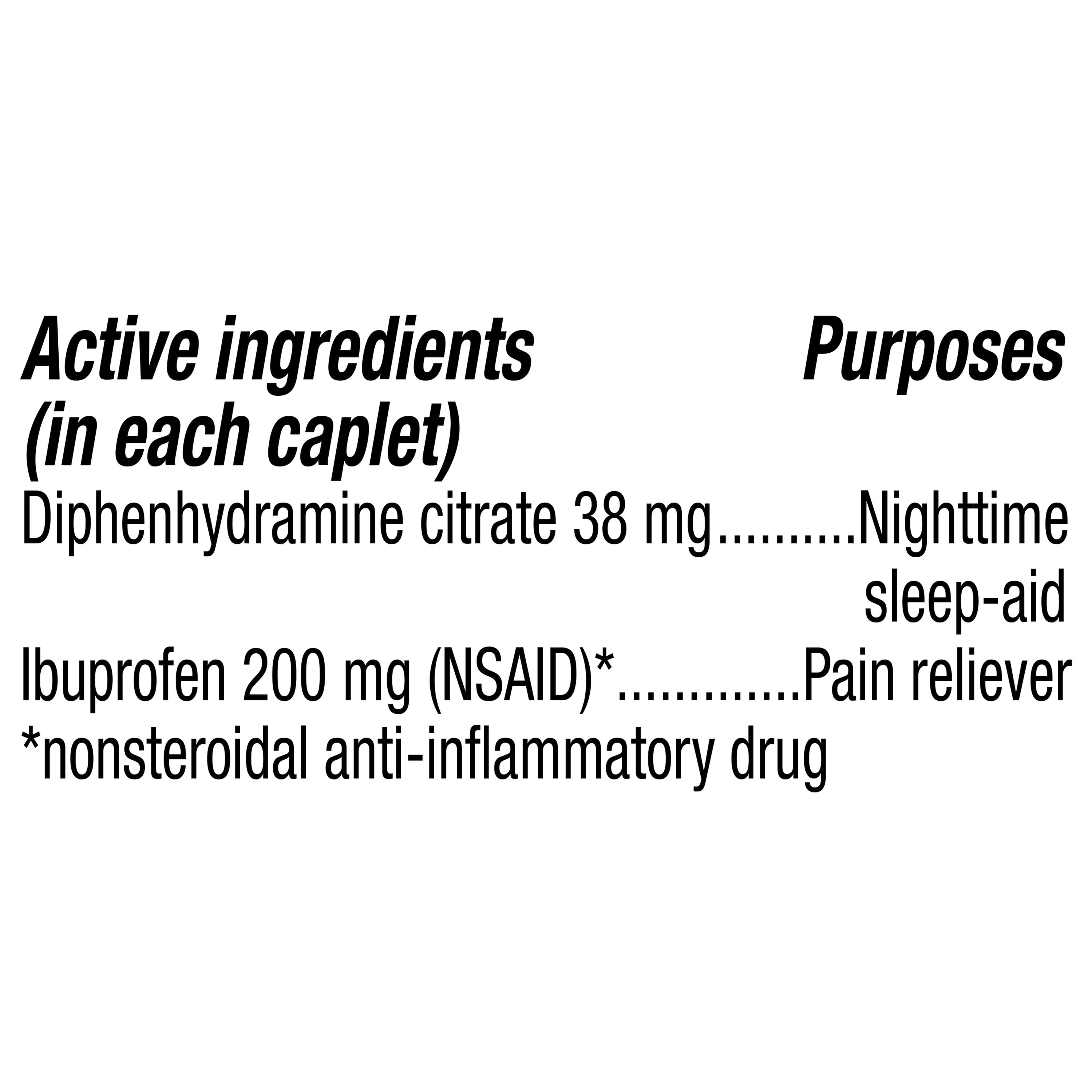 Equate Ibuprofen PM Sleep Support and Pain Reliever Caplets, 20 Count