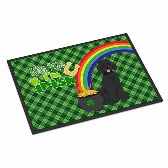 Standard Black Poodle St. Patrick's Day Indoor or Outdoor Mat 24x36 36 in x 24 in