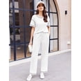 thumbnail image 2 of EKOUAER Women Waffle Knit Lounge Sets Short Sleeve Top and Long Pant Pajama Set Loungewear 2 Piece Pjs Set with Pockets, 2 of 6