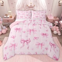 Castle Fairy Kawaii Girly Bow Full Size Comforter Sets,Cherry Blossom Bedding Sets