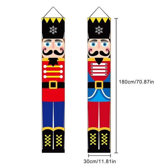 MesaSe PENGXAING [] 1pcs Nutcracker Christmas Decorations - Nutcracker Banners - Life Size Soldier Model Nutcracker Porch Signs -  Decor Banners for Indoor & Outdoor 70.87”*11.81