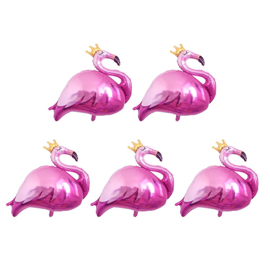 Pack of 5 Pink Flamingo Mylar Aluminum Balloons - Wedding Birthday Party Decorations and Supplies
