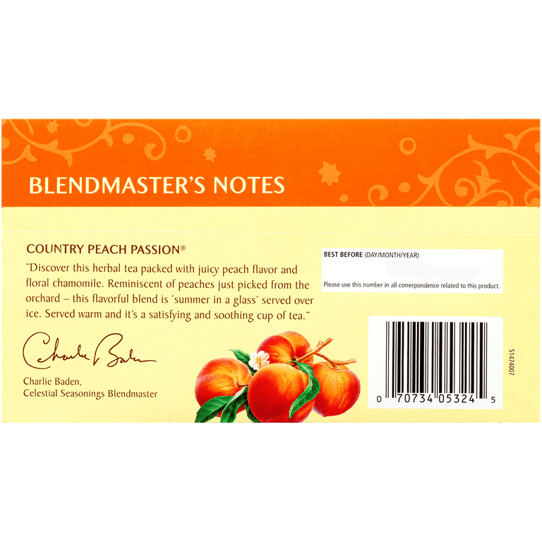 Celestial Seasonings Country Peach Passion Herbal Tea Bags, 20