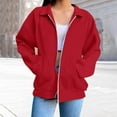 thumbnail image 4 of Women's Oversized Solid Color Zip Up Hoodie with Lapel Collar, Soft Breathable Pullover Sweatshirt, Loose Fit Casual Streetwear Top for Daily Fashion, Parties and Vacation Outfits Red XXXL, 4 of 6