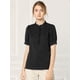 thumbnail image 2 of Blusa de trabajo Allegra K con cuello redondo y mangas cortas Tapeta de medio botón volantes Negro L, 2 of 6