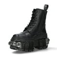 thumbnail image 5 of New Rock Boots WALL083C-S4 Unisex Metallic Black Leather Platform Gothic Boots 46, 5 of 6