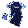 thumbnail image 4 of PINQI 0-7 Years Kids Cartoon Short Pants Letters Print Toddlers Baby Boys Summer Swimsuit Trunk Breathable Rashguard Set, 4 of 4