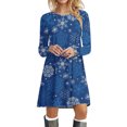 thumbnail image 2 of Wangmeiwg Christmas Dresses for Women Stylish Flowy T-Shirt Dress for Women Casual Comfort with Elegant Print Design and Relaxed Fit M Dark Blue, 2 of 7