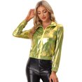 thumbnail image 1 of Chaquede chándal pamujer Chaquemetálide manlarbrillante holográficon cremalleen parte delanteOro Verde S, 1 of 6