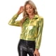 thumbnail image 1 of Chaquede chándal pamujer Chaquemetálide manlarbrillante holográficon cremalleen parte delanteOro Verde L, 1 of 6