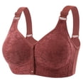 thumbnail image 2 of Xdegoge Front Closure Bra for Women Wireless Full Coverage Bralette with Elegant Floral Lace Overlay Breathable Mesh Side Smoothing Wide Straps Posture Bra for Large Bust Comfort, 2 of 3