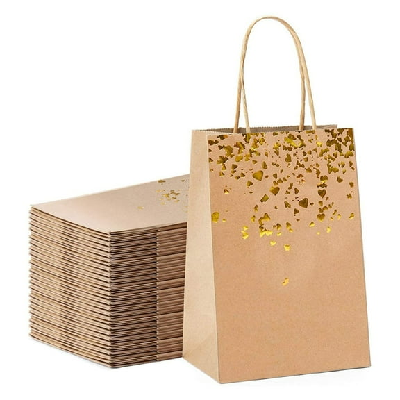 20Pcs 6x3x8 Inches Gift Bags Small Paper Bags with Handles Bulk Kraft Brown Paper Shopping Wedding Birthday Party Favor Gift Bags For Goody Craft