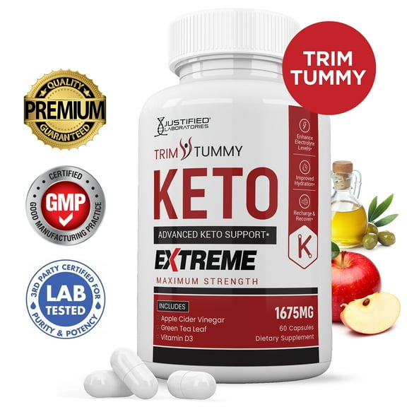 Trim Tummy Keto ACV Extreme Pills 1675mg Alternative to Gummies Dietary Supplement 60 Capsules
