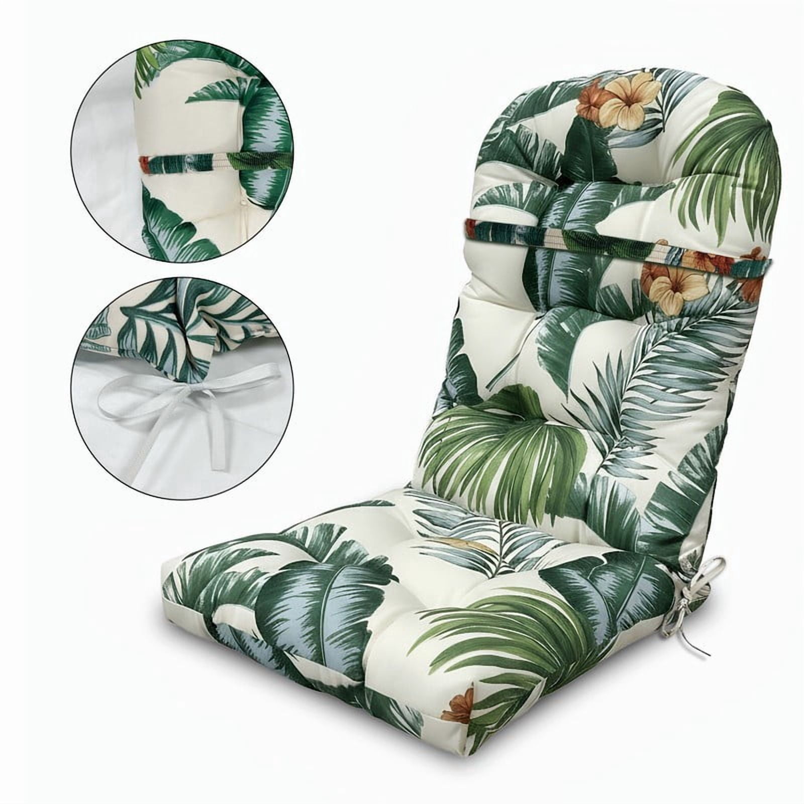 GKXLH Outdoor Adirondack Chair Cushions, Water Resistant Patio Rocking Chair Cushion, Non-Slip High Back Patio Pads with Ties (43" x 19" x 3", Hawaiian, 1 Pack)