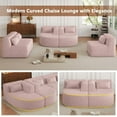 thumbnail image 3 of 144" Modular Upholstered Sofa, Free-Combined Sectional Couch with Two Curved Chaise Lounges, Five Back Pillows, Pink Boucle Fabric, Foam Seating, Modern L-Shaped Sofa for Living Room, 5 Seats, 3 of 8
