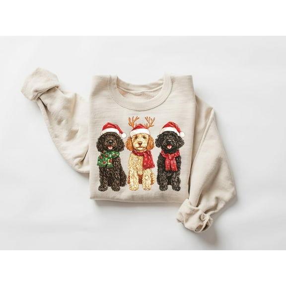Velto Goldendoodle Happy Holiday Sweatshirt, Happy Holiday Dog Shirt, Doodle Mom Sweatshirt, Holiday Sweater, Happy Holiday Crewneck,Happy Holiday Shirt for Women All Size S-3XL