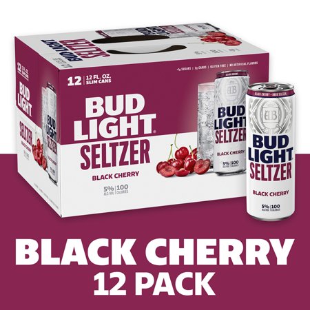 Bud Light Seltzer Black Cherry, Gluten Free Hard Seltzer, 12 Pack, 12 FL OZ Slim Cans