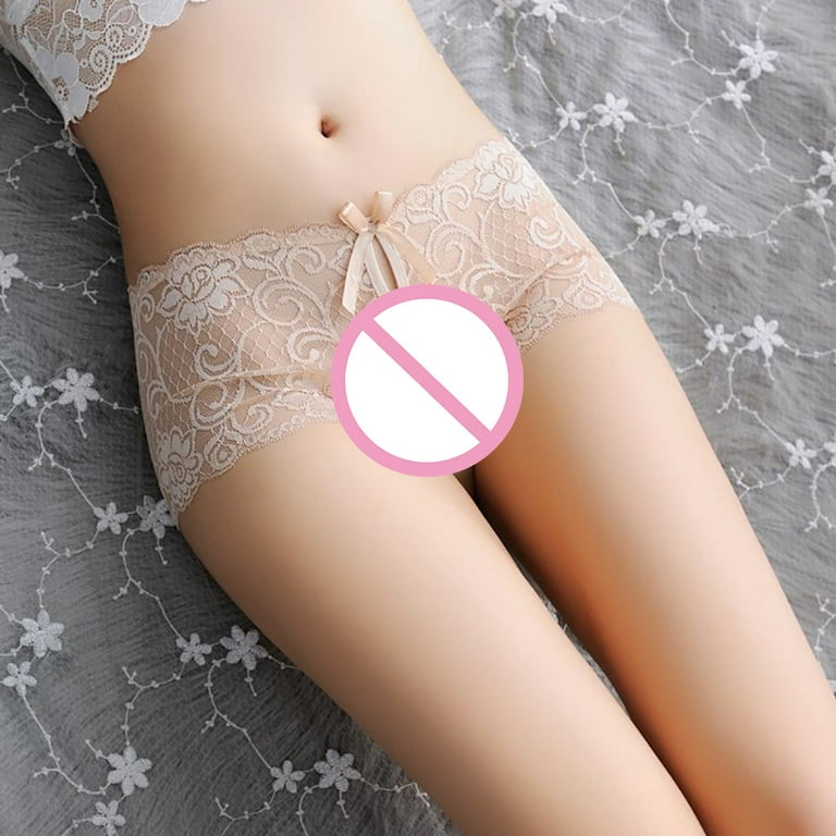 Women's Lace Sexy Lingerie Female Bow Thong Ladies Crotch Opening
