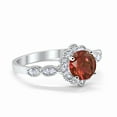 thumbnail image 2 of Floral Art Engagement Ring Garnet Cubic Zirconia 925 Sterling Silver size 7, 2 of 4