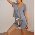thumbnail image 3 of Richie House Pajamas Sets Short Sleeve Sleepwear Womens V-neck PJ Set Night RHW2925-D-L, 3 of 7